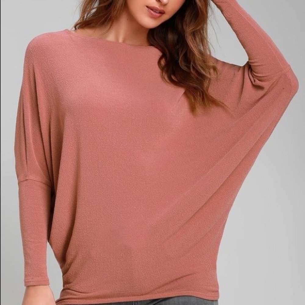 Verla Rusty Rose Dolman Sleeve Sweater Top